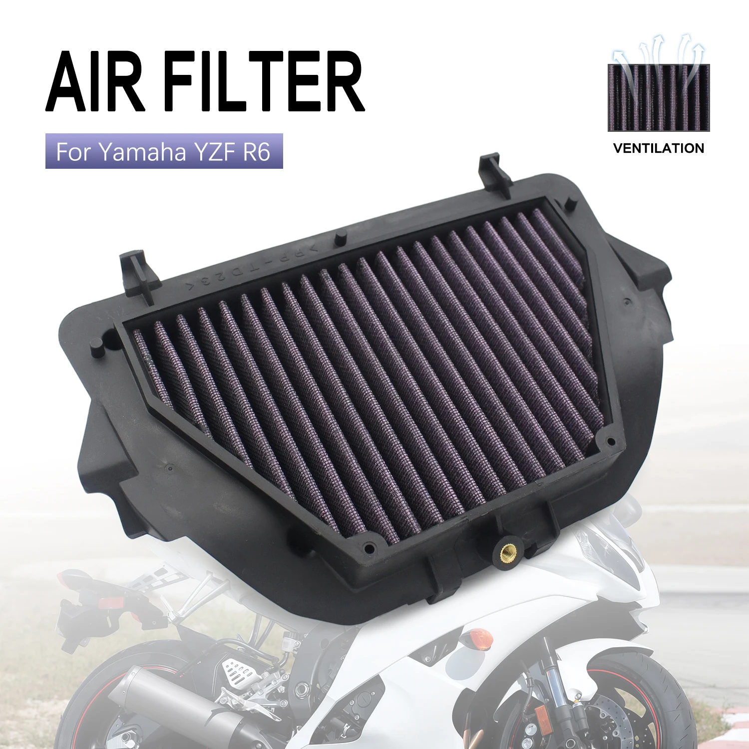 

Motorcycle Air Filter Replacement Part For YAMAHA YZF-R6 YZF R6 2010-2018 2015 2016 2017 High Flow Intake Air Filter Cleaner