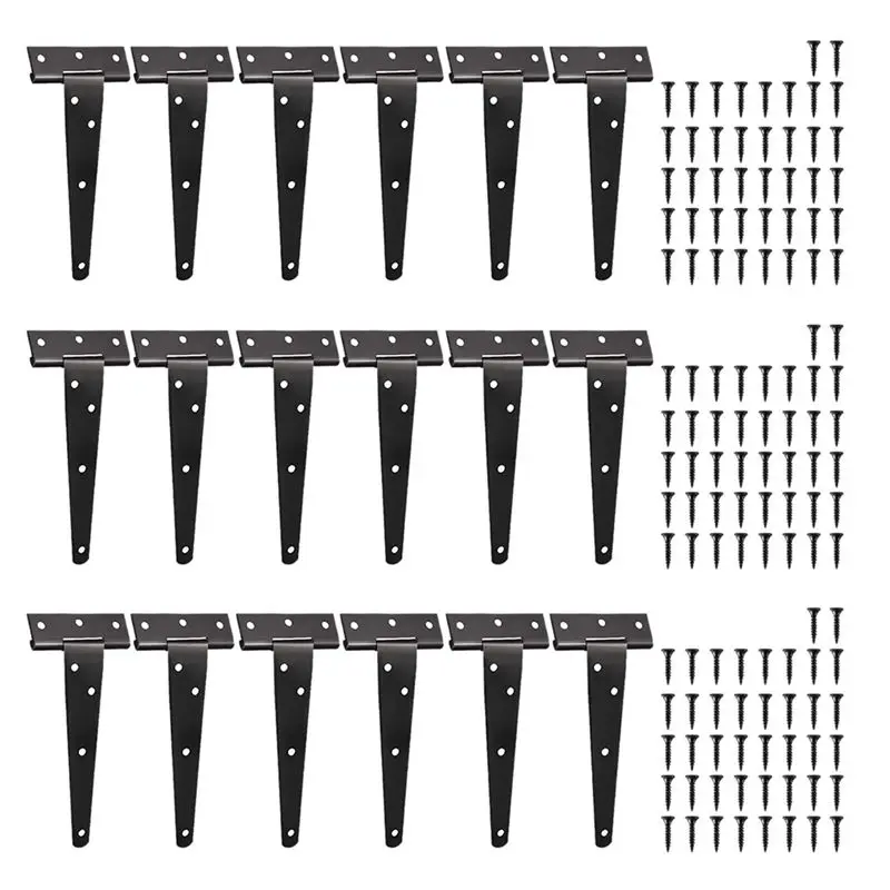 

Happy Too.18 Pack Heavy Duty Tee Hinge, 150Mm 6 Inch T Hinge Metal Strap Tee Hinge With Screws For Shed Doors, Garden Gate