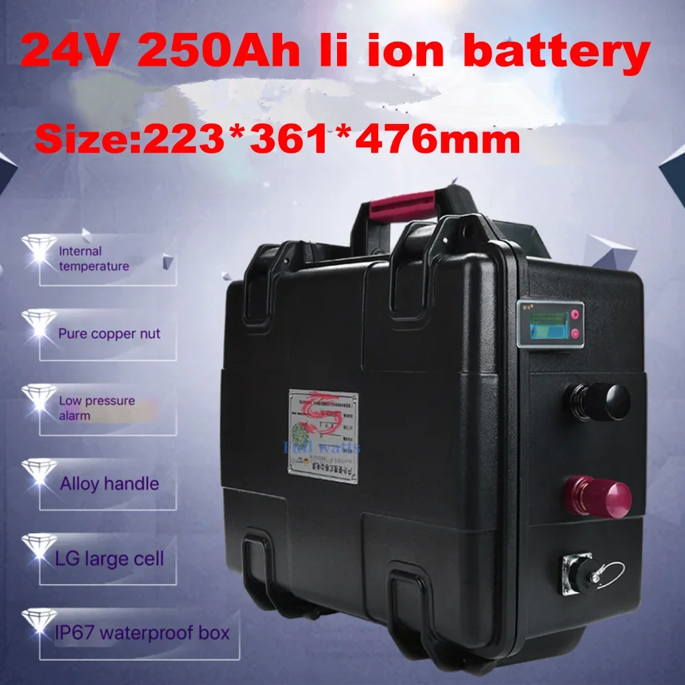 

24V 250Ah Lithium Li Ion Battery Pack with BMS for Marine Leisure Yachts RV Autocaravanas Campers Energy Storage+10A Charger