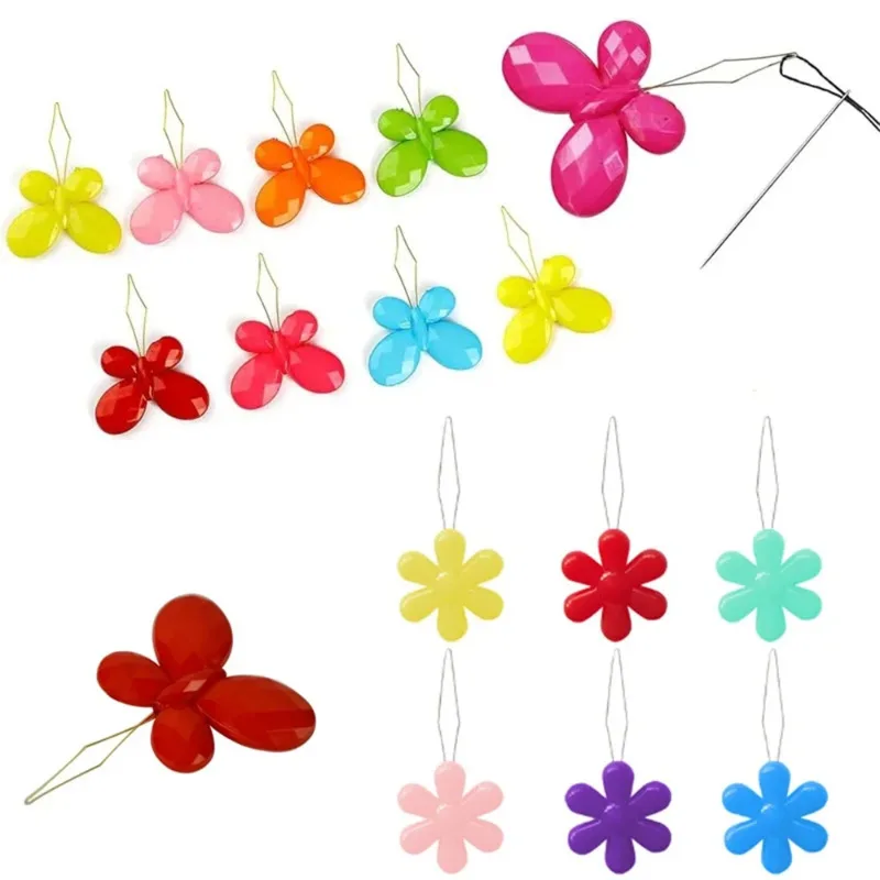 10-50pcs Random Color Needle Threader Elderly Easy Sewing Device Thread Guide Tool Hand Machine Needlework Flower Butterfly Head