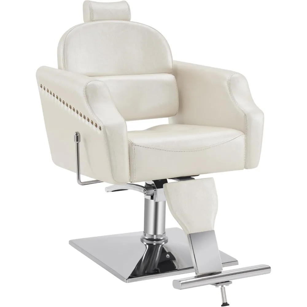 Classic Recliner Leathern Barber Chair Antique Heavy Duty Hair Spa Salon Styling Beauty Equipment