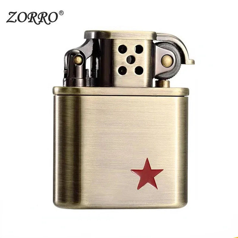 Zorro Kerosene Lighter Vintage Grinding Wheel Retro Metal Constantine Flint Copper Oil Gasoline Lighter Antique Series Lighter