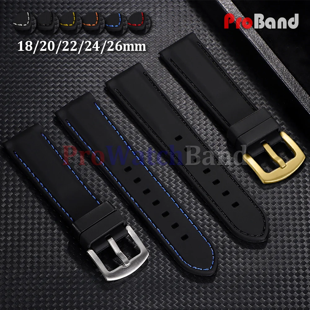 

18mm 20mm 22mm 24mm 26mm Premium Silicone Watch Band Soft Waterproof Rubber Watch Straps Men Smartwatch Replacement Wristband
