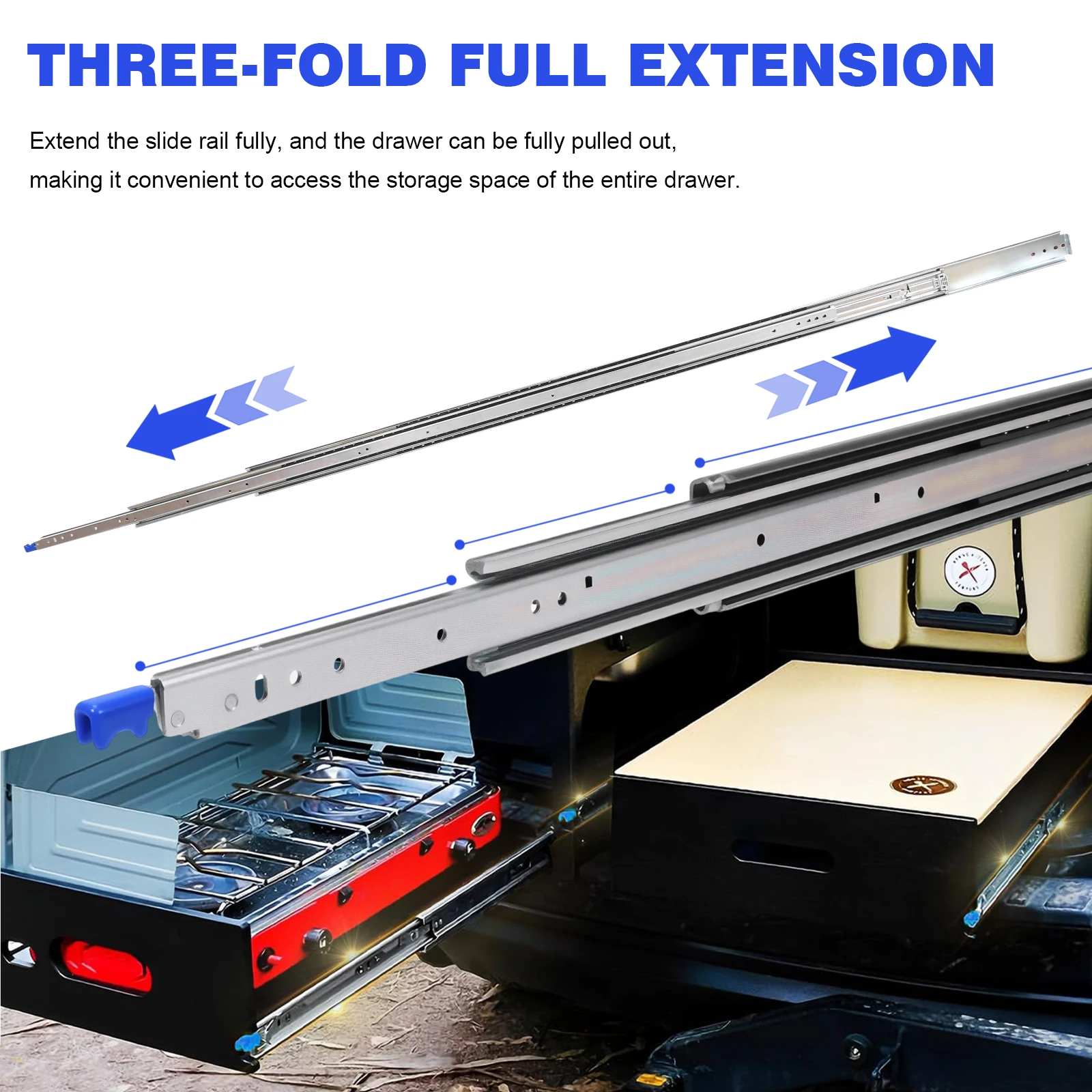 شرائح الأدراج شديدة التحمل مقاومة للصدأ، شرائح صناعية للتركيب على الجانب، مجاري الأدراج الاحترافية لخزانة ميكانيكية لشاحنة RV #4