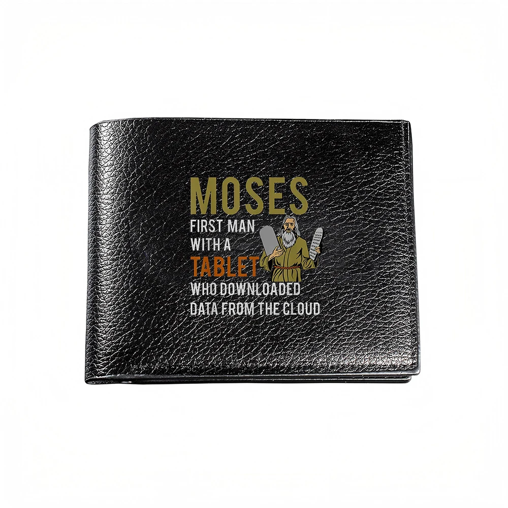Moses First Man With A Tablet Who Downloaded Data From The Cloud Fashion Wallet For Men Casual Business Style