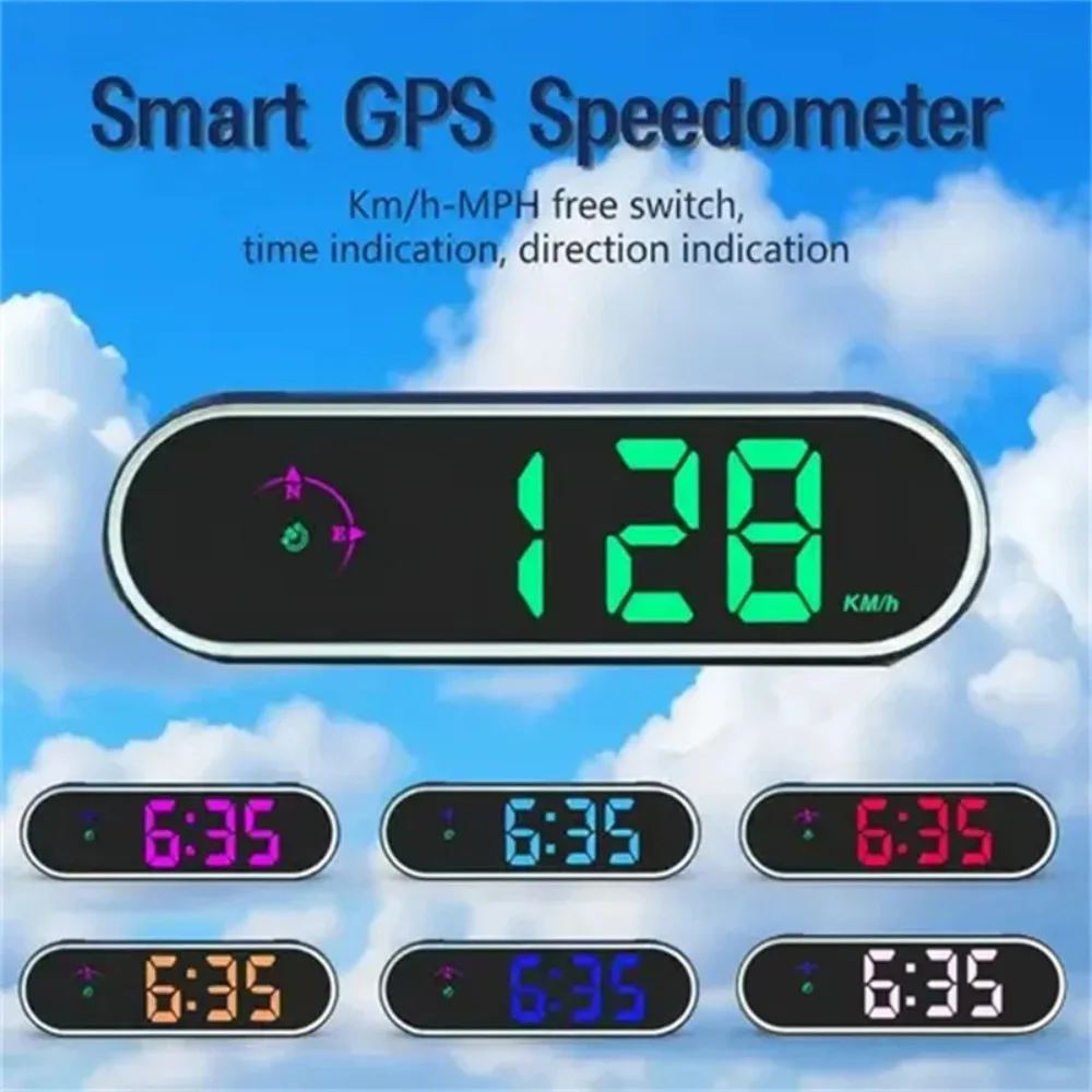 Multicolor Car Hud GPS Speedometer Head Up Display Digital Speed Gauge KMH MPH Switchable for Vehicle Winds