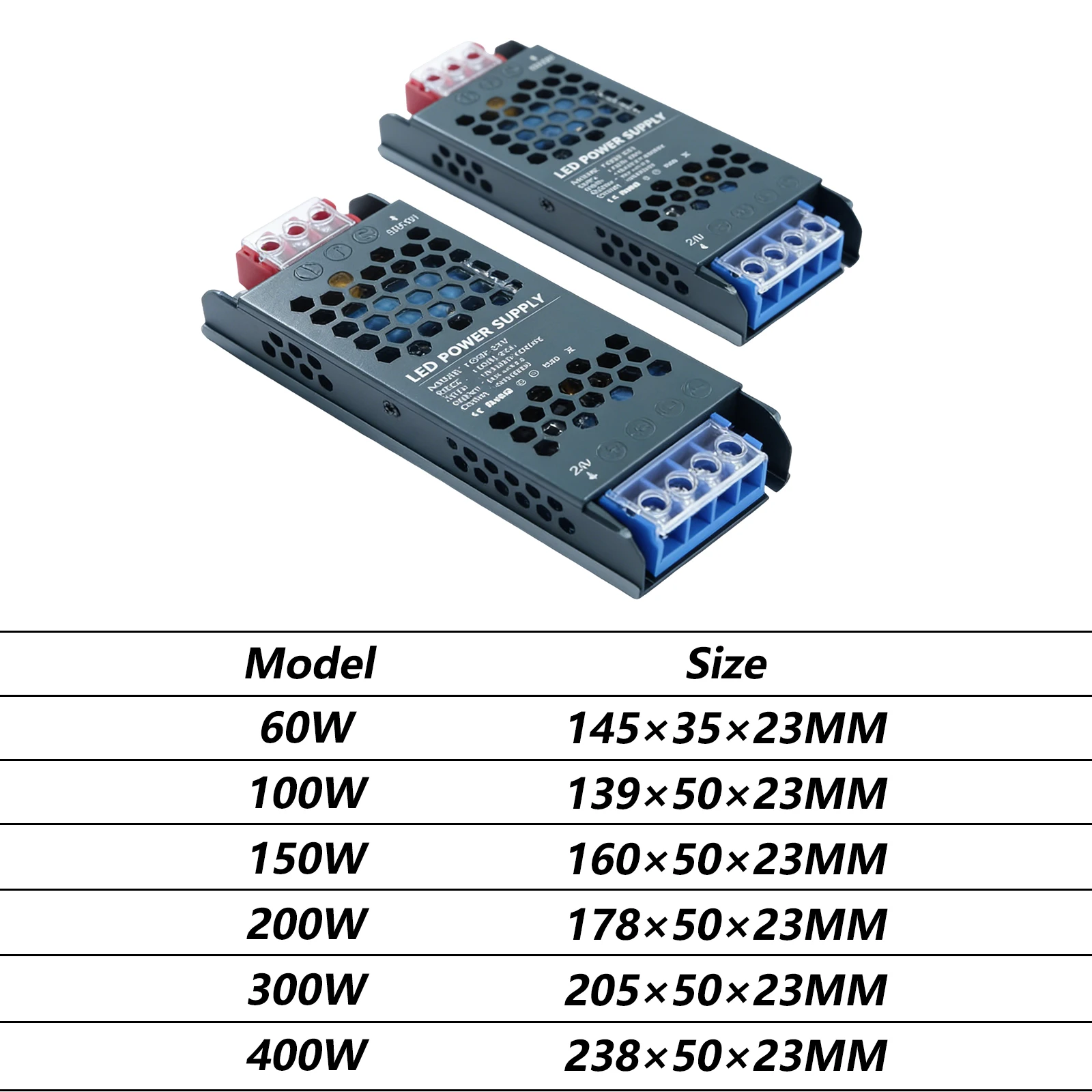 24V 12V LED Power Supply AC 220V TO DC 12V 24V 60W 100W 150W 200W 300W 400W Ultra-thin Power Supply Adapter For LED Strip Light