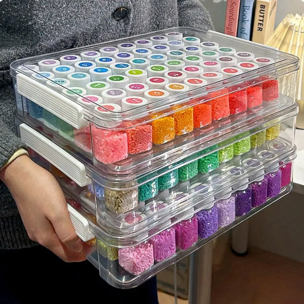 Transparent Perler Bead Storage Box Large Capacity with Cover Perler Bead Packaging Box Dustproof Bead Storage Bottle