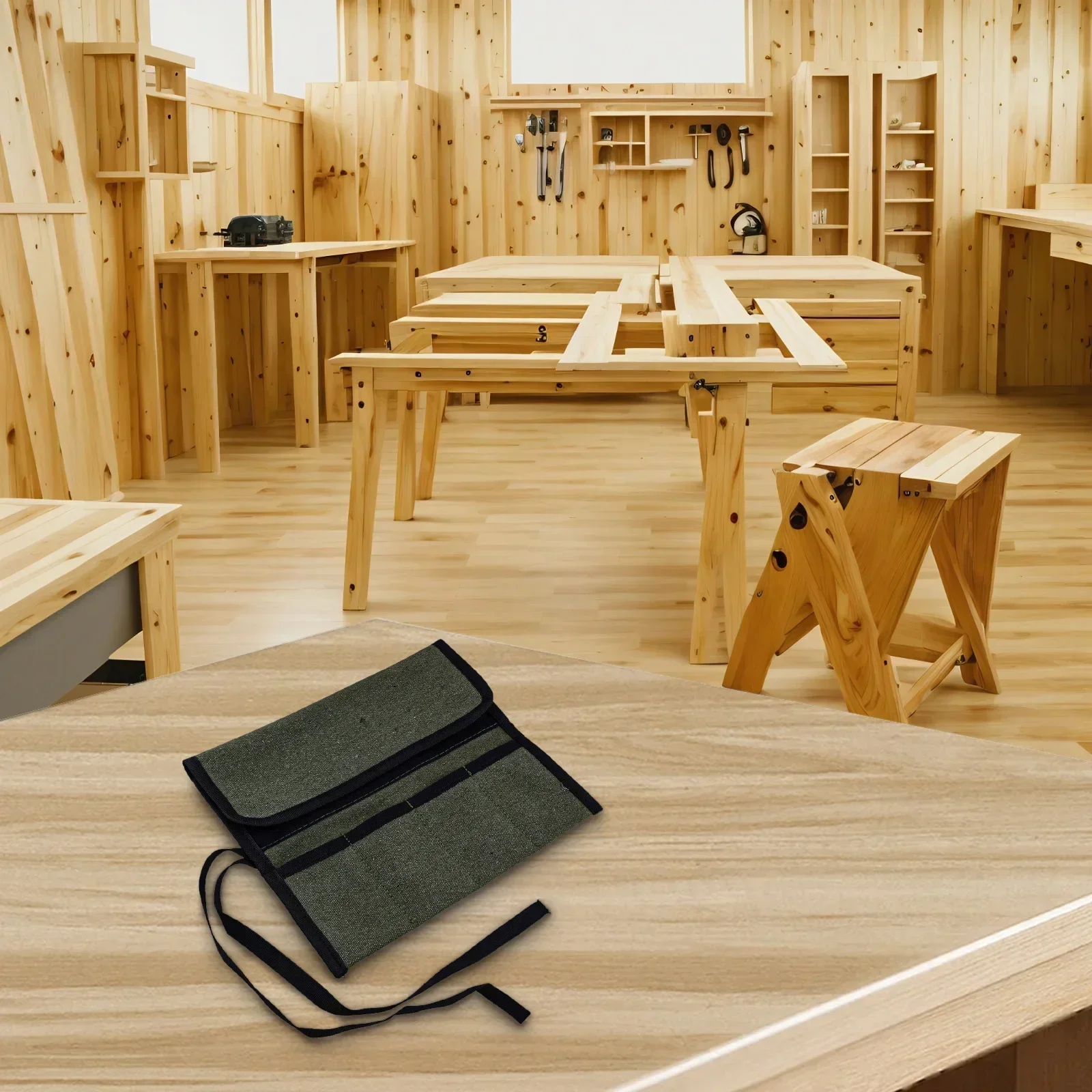 Pockets Design Hanging Tool Storage Bag Convenient Storage Random Reliable Construction Roll Up Pouch Flat Tools