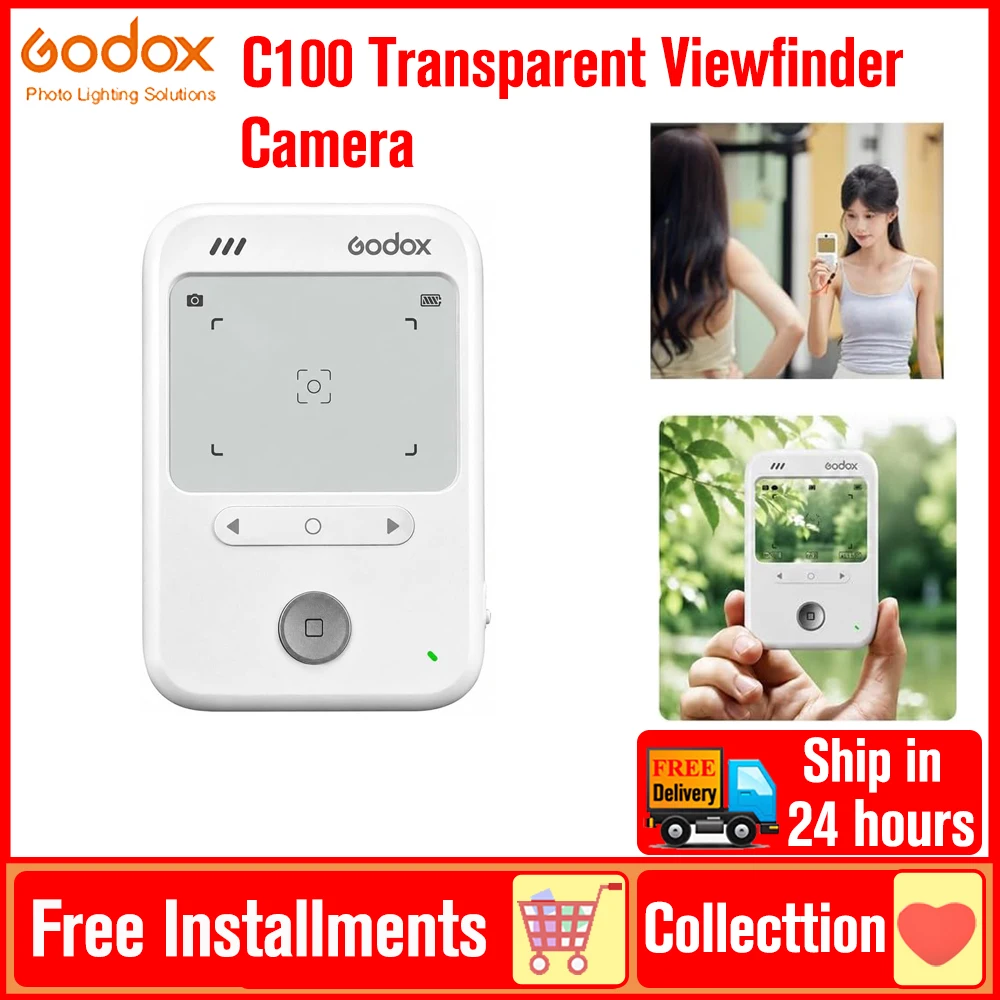 Godox C100 Transparent Viewfinder Camera Mini CCD Portable Camera for Vlogging/Pocket Cam Film Light Meter (TF-Card 4G/8G/32GB)
