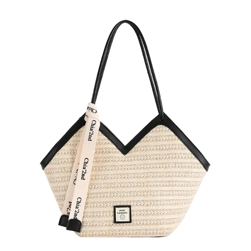 Bolso mano tejido para mujer y niña, bolso informal bolso playa