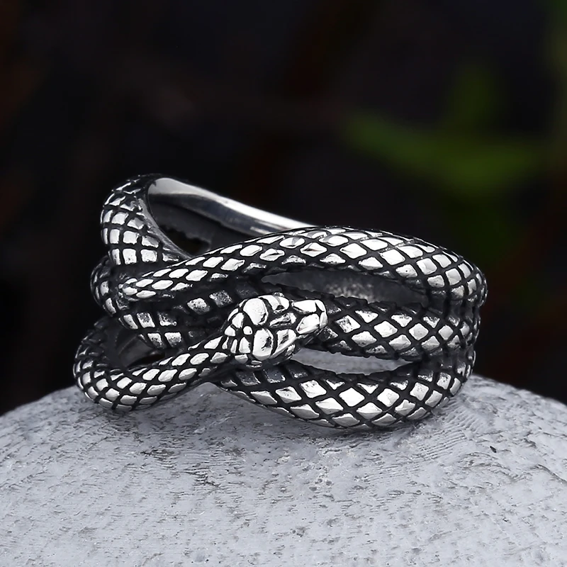 Mode 2023 Nieuwe Vintage Cool 316l Roestvrij Staal Slangenring Groothandelsprijs Voor Man Dieren Sieraden Vriendje Cadeau