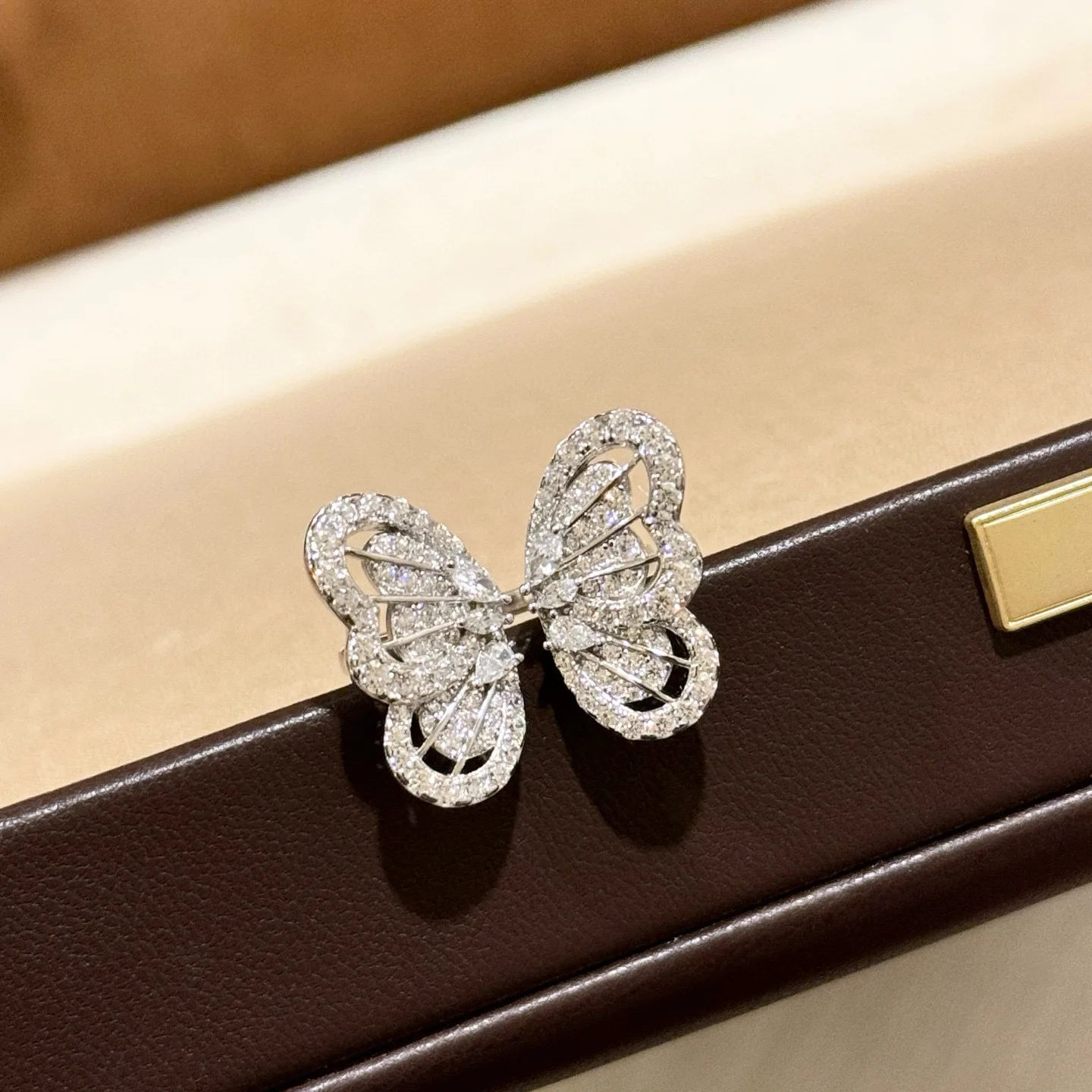 

100% 925 Sterling Silver Pave AAA Zirconia Butterfly Shape Ring For Women Fine Jewelry Adjustable Opening