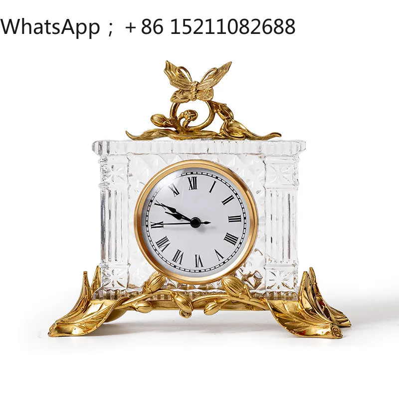 SCY crystal small clock ornament hour clock home jewelry retro decorative clock table ornament