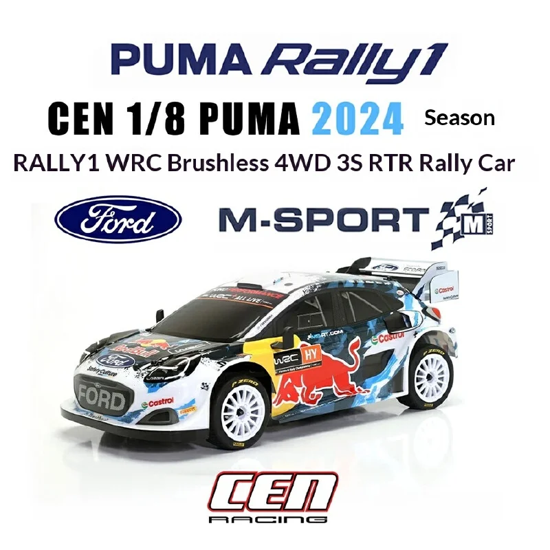 CEN Puma WRC Rally1 RC Brushless Off-Road Car 1/8 Scale 4WD Remote Control Race Car with Iconic Rear Wing Halloween Gift True