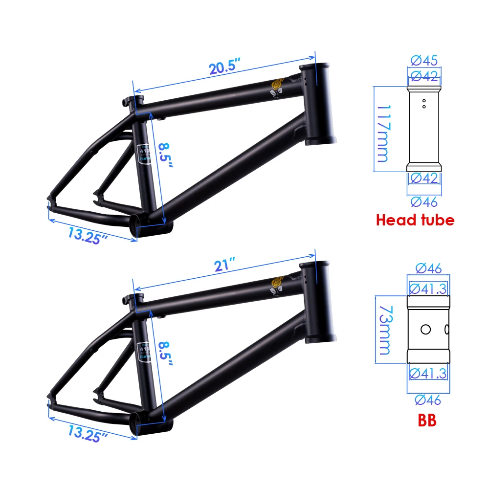 Funsea Bicycle Frame BMX Bike Frames Chromoly 4130 Quadro De Bicicleta Butted Tubes Freestyle Street Park Stunt Jump Pump Rosa