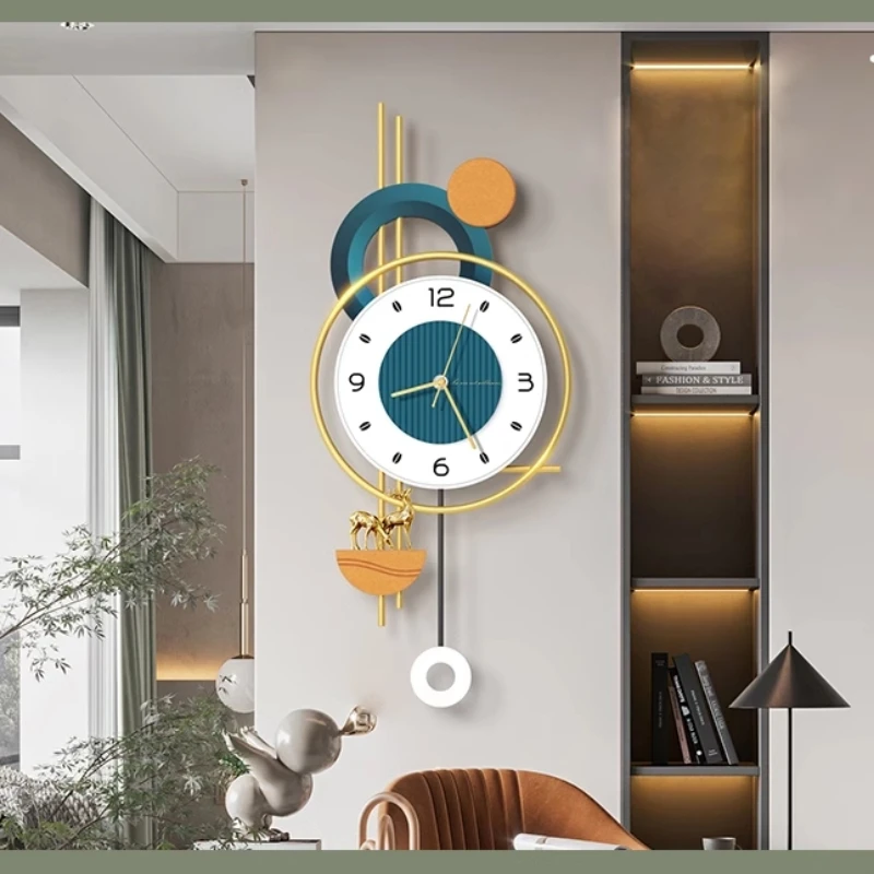 Luxury Metal Swinging LED Decoration Wall Clock Living Room Fashion Clock Mural Watch Restaurant Number Mute Wall Clock