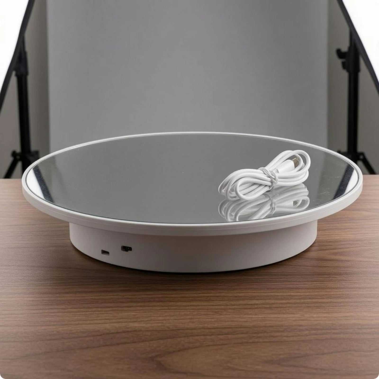 Electric Rotating Display Stand ABS Body Rotating Display Turntable Mirror Turntable Slow Rotation Photo Gear Wireless Use