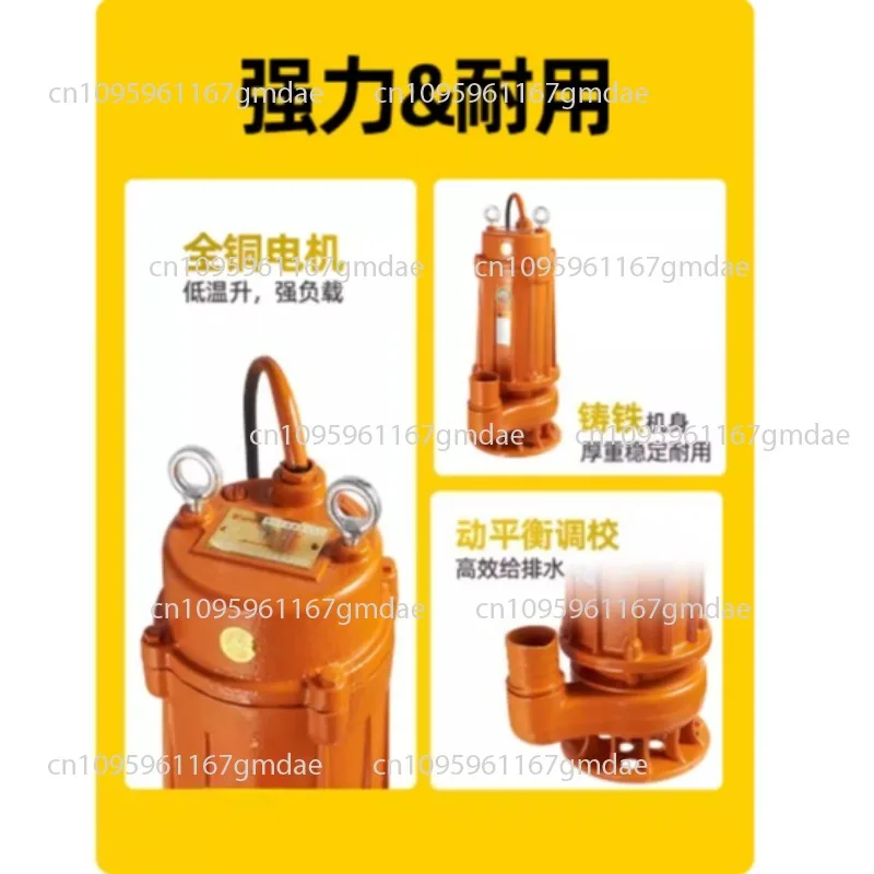 2 Inch Submersible Sewage Pump 220V Small Wastewater Drainage Pump For Sludge Feces Mud, Industrial & Home Use Water Transfer