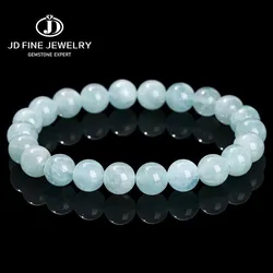 JD 7A Top Quality Natural Aquamarine Round Beaded Bracelet Women Fashion Reiki Healing Luxury Stone Stretch Bangles Jewelry