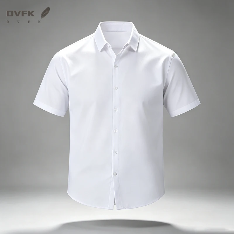 Men Classic Collar Short Sleeve Formal Shirt Smooth Comfortable Top For Meeting And Casual Occasions