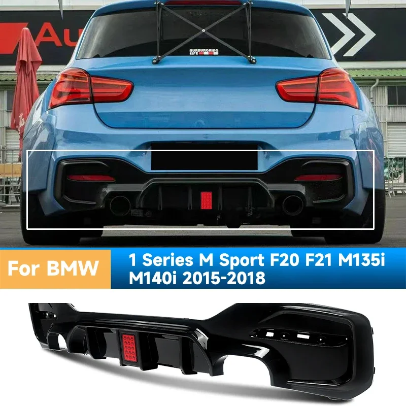 Rear Lip Diffuser Spoiler Bumper with Brake Light Car Accessories For BMW 1 Series M Sport F20 F21 M135i M140i 2015-2018