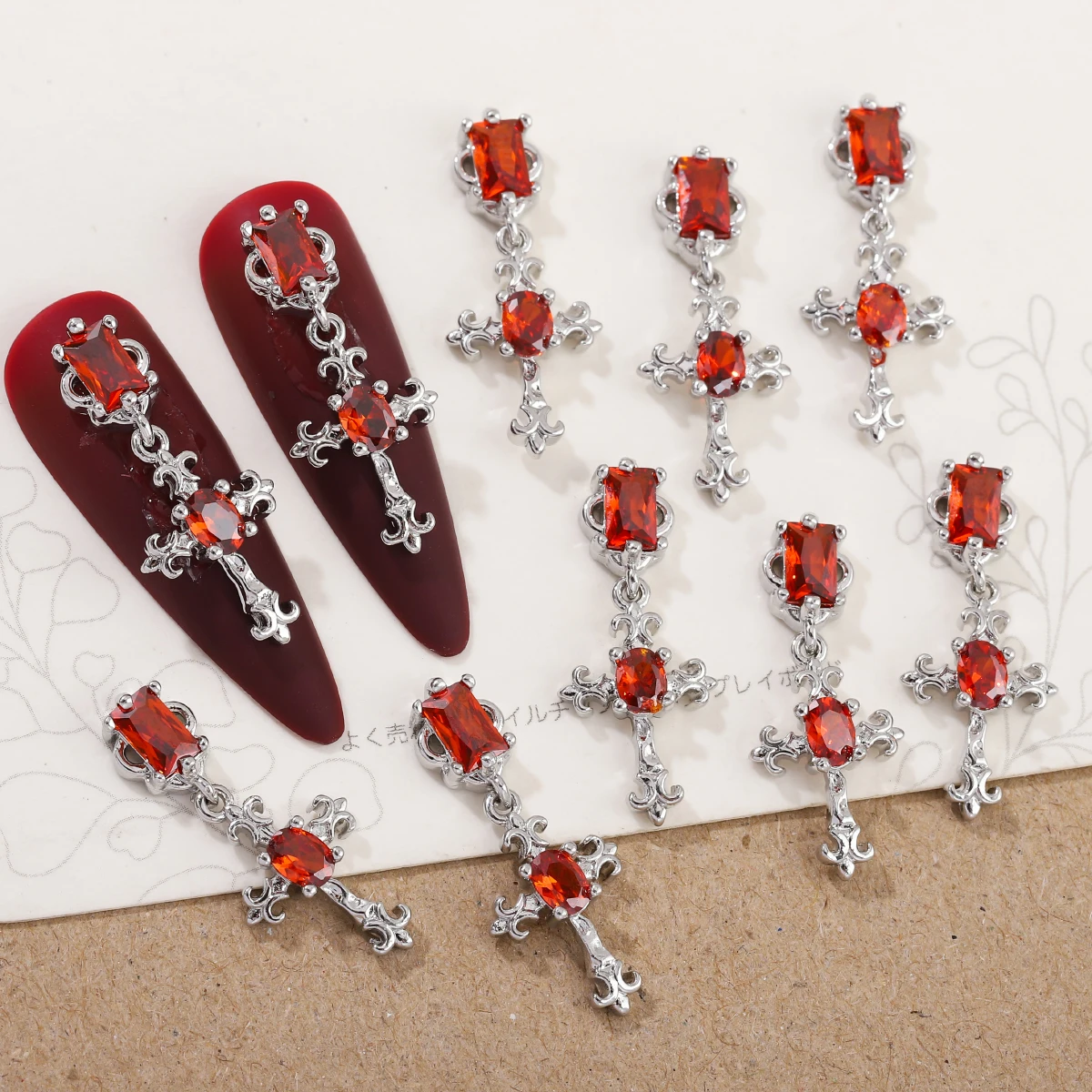 مثقاب أظافر من الزركون ، مثقاب أظافر أوروبي وأمريكي ، صليب رياح ، ترصيع نحاسي ، إكسسوارات فاخرة ، y2k ، 5