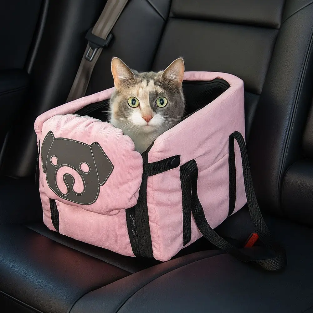 

Multifunction Large Capacity Pet Car Seat Breathable Foldable Car Safety Seat Adjustable Harness Car Armrest Box Travel