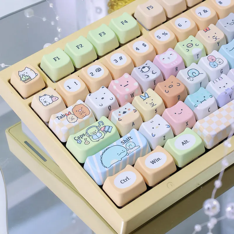 Corner Bio Keycap Cat Cat Head Mao Cute And Cute Pbt Five Sided Heat Sublimation Compatible Mechanical Keyboard Keycap Gift