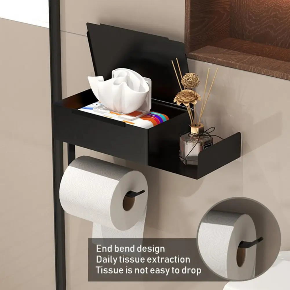 Rust Proof Toilet Paper Rack Shelf And Drawer Wall Mounted Bathroom Organizer Tissue Roll Holder Dustproof Wipes Dispenser for S