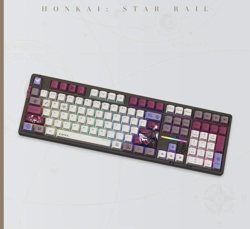 Imagem -04 - Honkai Star Rail Kafka Teclado Mecânico 108 Teclas Tri Mode Wireless Bluetooth Rgb Custom pc Acessórios Gamer Hotswop