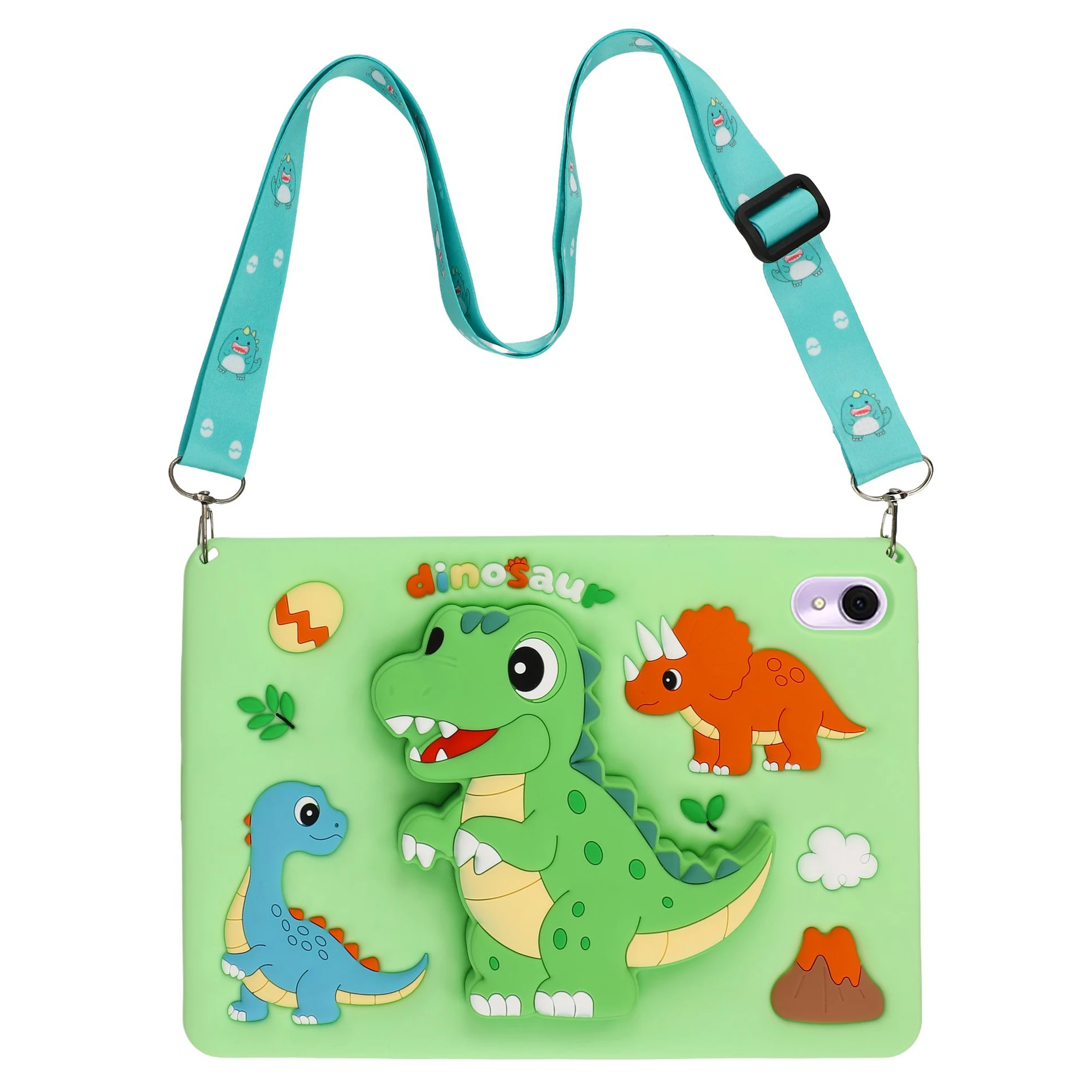 Dinosaur Tablet Case for Huawei MatePad SE 11 / MatePad 11 (2023) / (2021) , Retractable Kickstand Silicone Cover with Shoulder