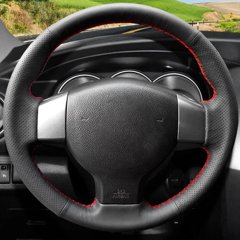 Car Steering Wheel Cover Anti-Slip Black Leather Braid Auto Interior Car Accessories For Old Nissan Tiida Livina Sylphy Note