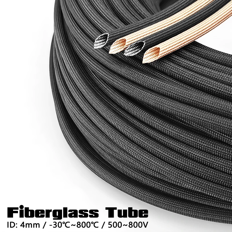 

5M Fiberglass Tube ID 4mm Wire Sleeve Chemical Fiber Braided Sleeving High Temperature Free Alkali Insulated Cable Protect Hose