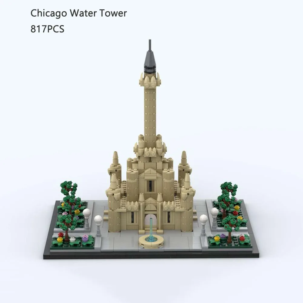 MOC Château Frontenac Québec City Modular Building Blocks Chicago Water Tower Assembly Model Toy Brick Children's Birthday Gifts