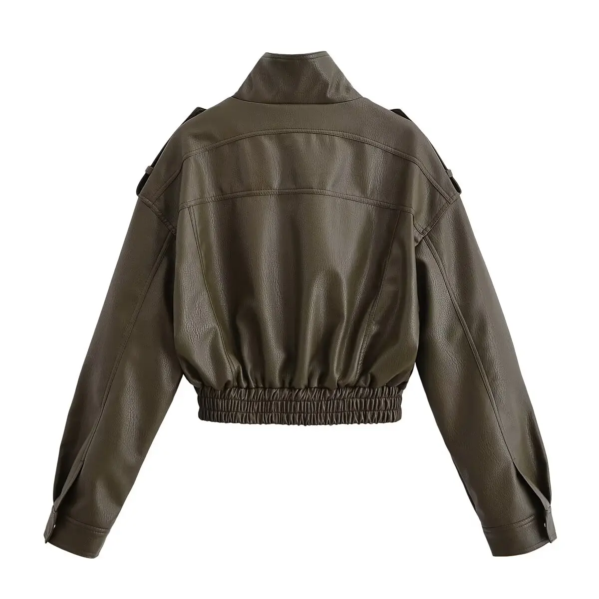 DiYiG سترة نسائية موضة خريف 2025 جديدة من الجلد الصناعي سترة قصيرة أنيقة بسحّاب وأكمام طويلة ملابس خارجية Mujer #2