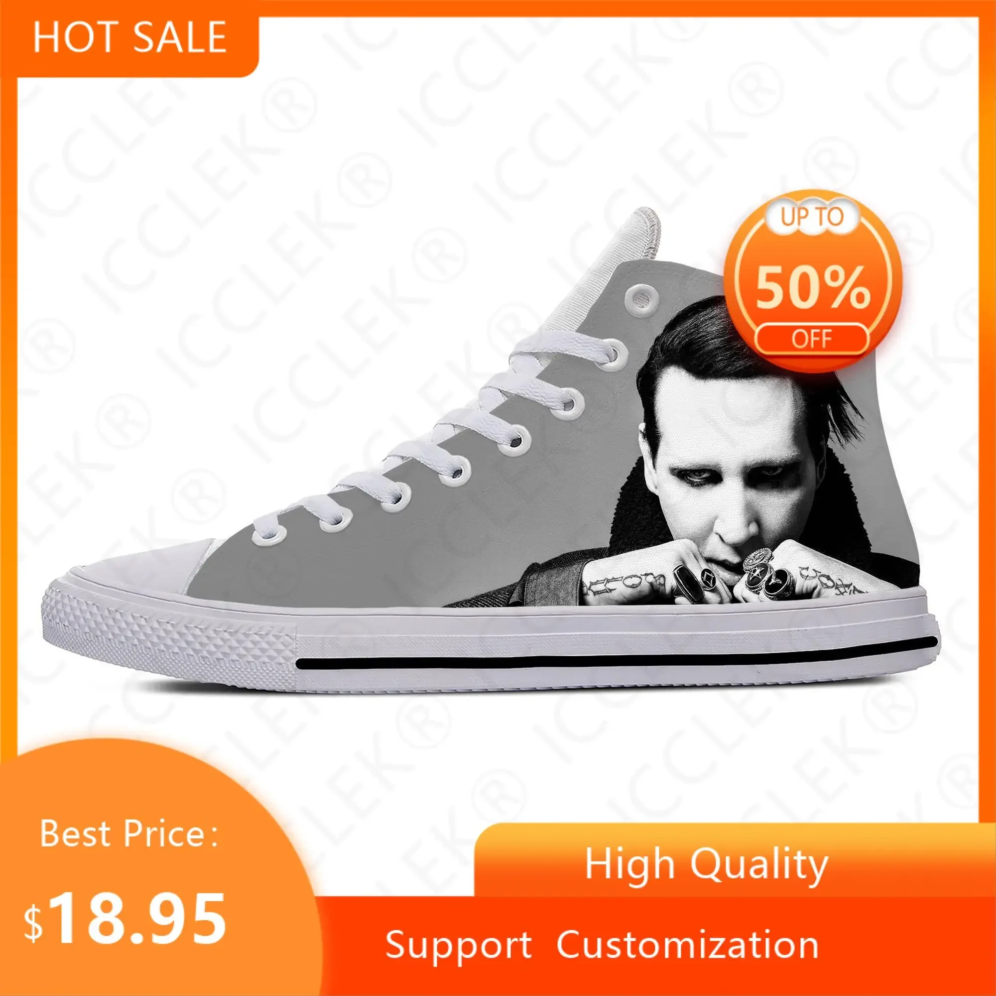 Heiße Rockband Musik sängerin Marilyn Manson Freizeit schuhe High Top atmungsaktive Männer Frauen Turnschuhe leichte klassische Boards chuhe