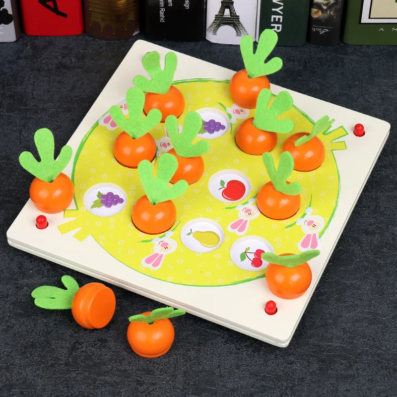 

Baby Wooden Radish Toy Children Montessori Wooden Carrot Box Toy Stuffed With Radishes Pull Out Radishes Educational Puzzle Game