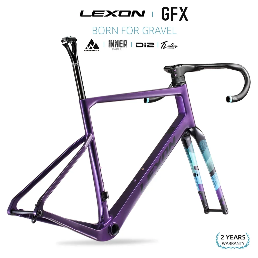 

Lexon Carbon Gravel Frame GFX T1000 Bicycle Fork Frames off-Road Disc Brake Cyclecross DISC ROAD Cycling Frameset BikeParts