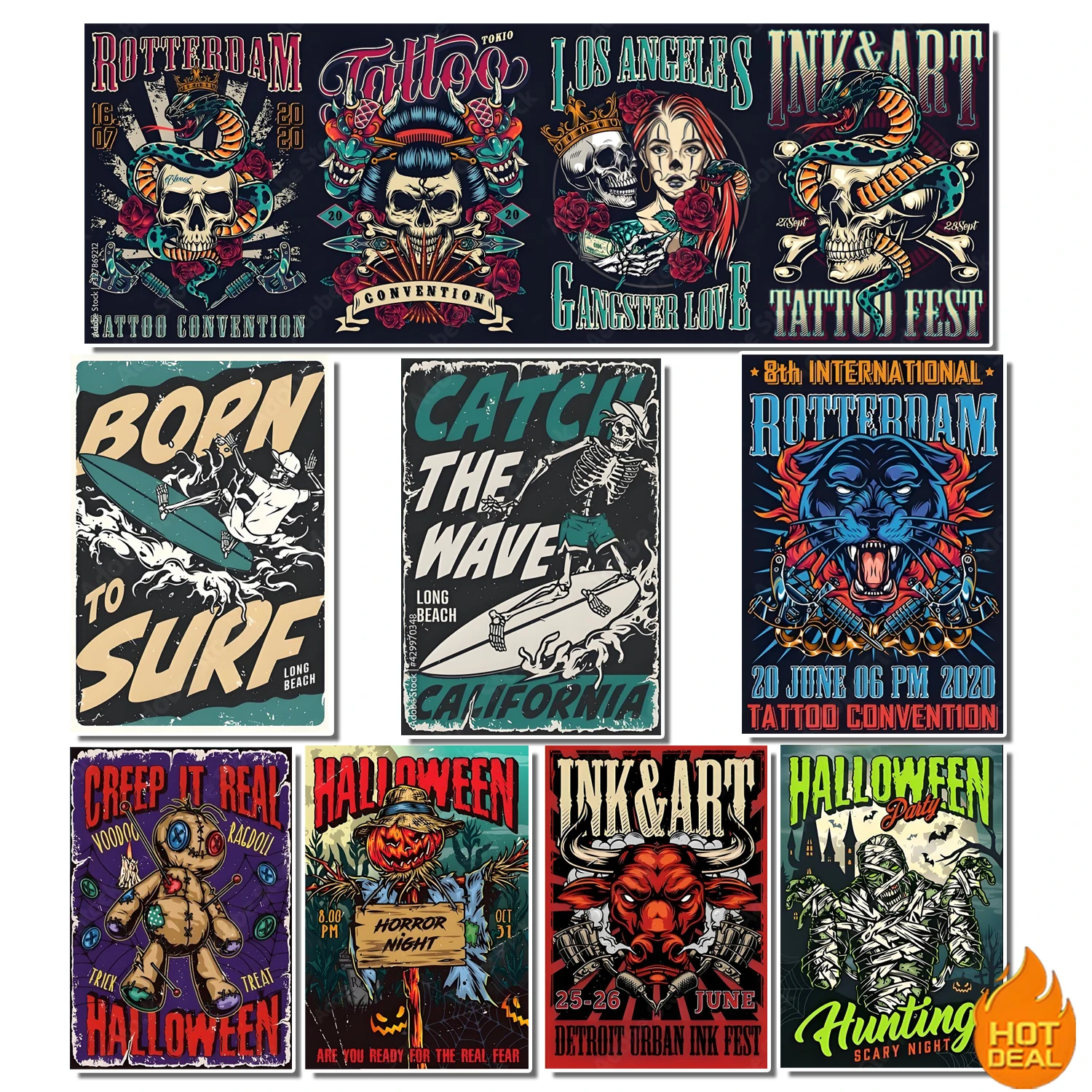 

50 шт. наклейки с элементами ужасов, серия ужасов на Хэллоуин, декоративные чехлы для мобильных телефонов, скейтборды, гитарный багаж, компьютерный iPad