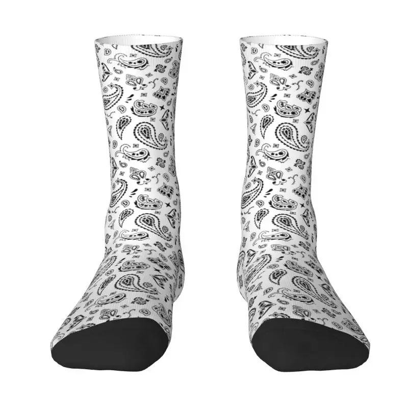 Novelty Men's Bohemian Style Bandanna Paisley Floral Print Dress Socks Unisex Warm Comfortable 3D Print Crew Socks