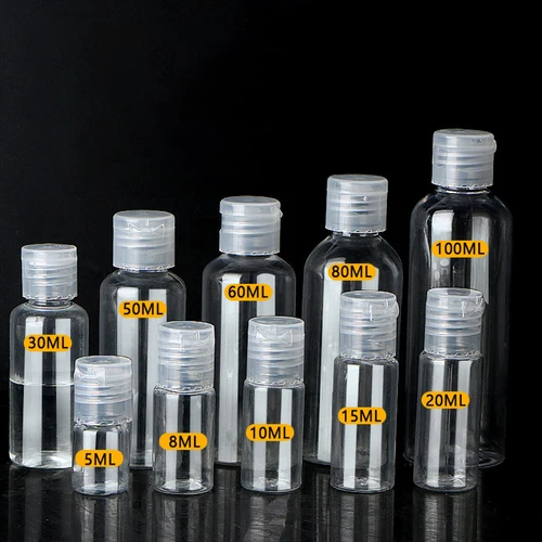 Imagen 2 del producto Venta al por mayor, botella vacía transparente recargable de 5ml-120ml, botella portátil de plástico, contenedor de viaje, contenedor de cosméticos recargable