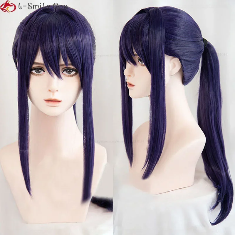 Game ES Souma Kanzaki Cosplay Wig Long Purple With Tail Heat Resistant Synthetic Halloween Party Wigs Wig Cap