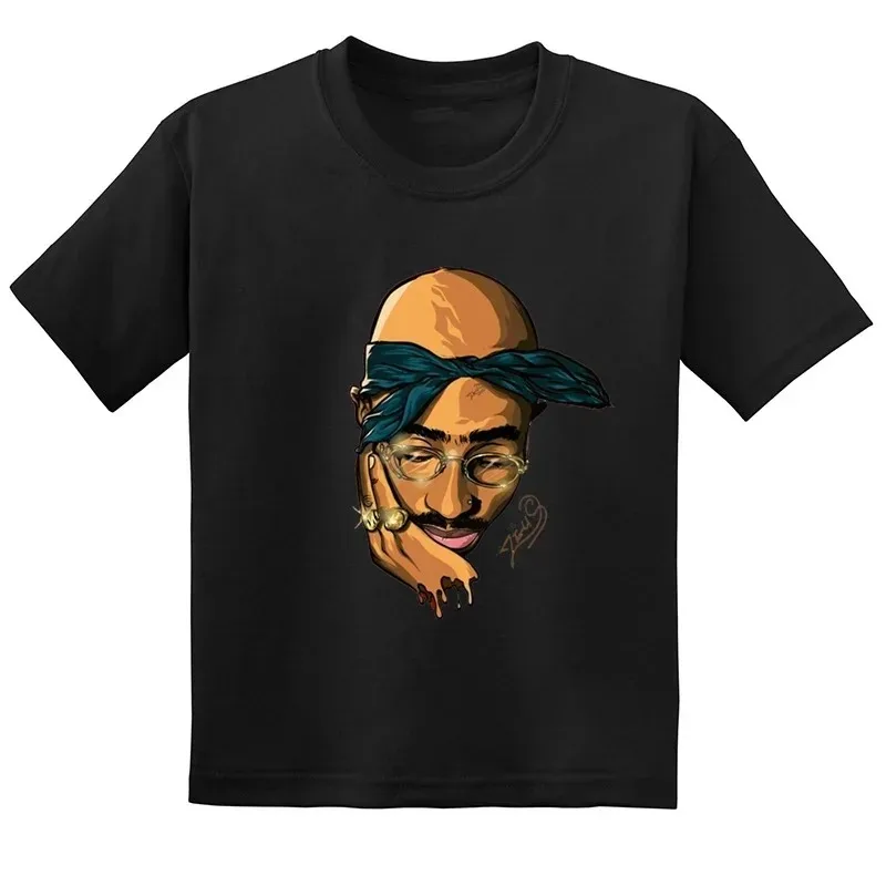 Hip Hop Festival Rapper 2pac Kids Mens Fashion Children T Shirt Tupac Thug Life Clothes Girls Boys Women Summer Black T-Shirt