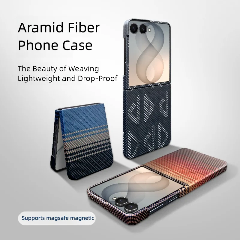 Real Aramid Fiber Case for Samsung Galaxy Z Flip 8 Flip8 Ultra Thin Carbon Fiber Shockproof Hard Cover Skin Feel Shell