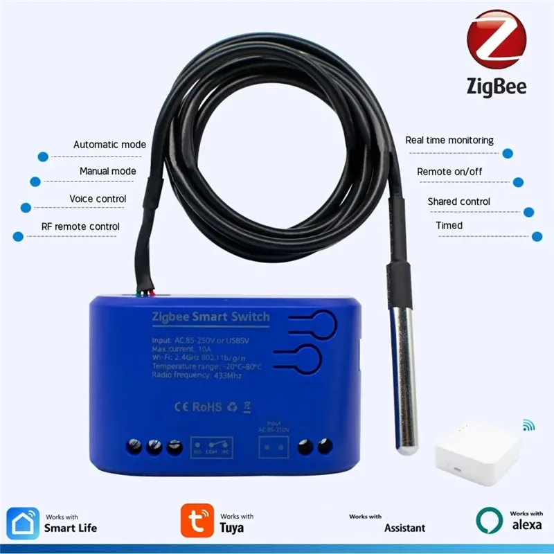 CEA 1 Gang Smart Switch Interruptor de temperatura inteligente Interruptor inteligente com sensor de temperatura