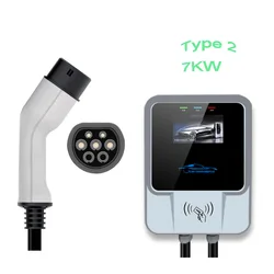 Cargador trifásico para vehículo eléctrico, estación de carga EV tipo 2, 32A, 7kW, WallBox