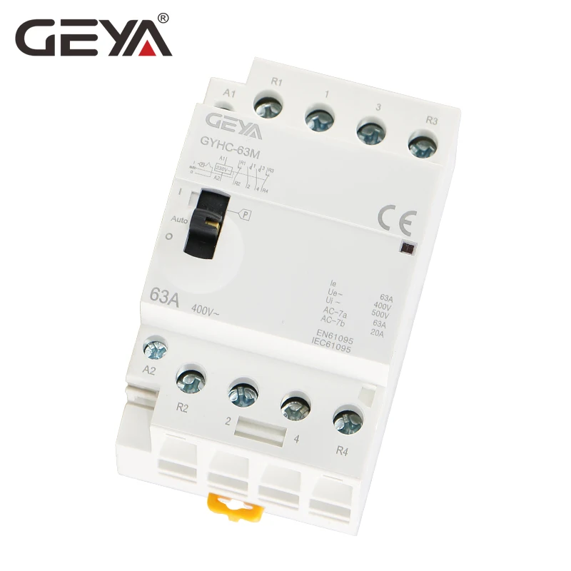 GEYA Manual Contactor 4P 40A 63A 2NO2NC  or 4NO 220V Din rail Household AC Modular Contactor