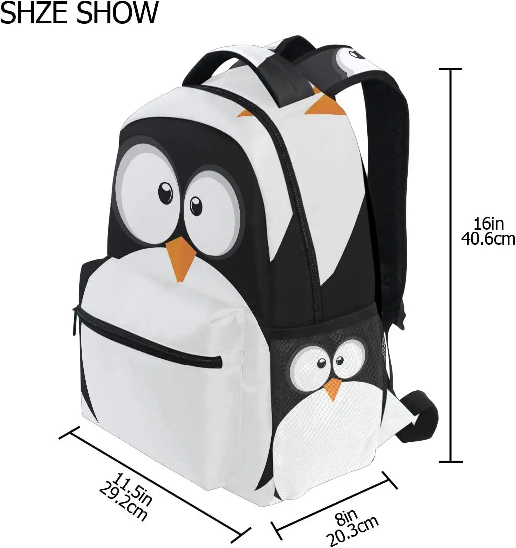 School Backpack Cute Penguin Bookbag for Boys Girls Teens Casual Travel Bag Computer Laptop Daypack