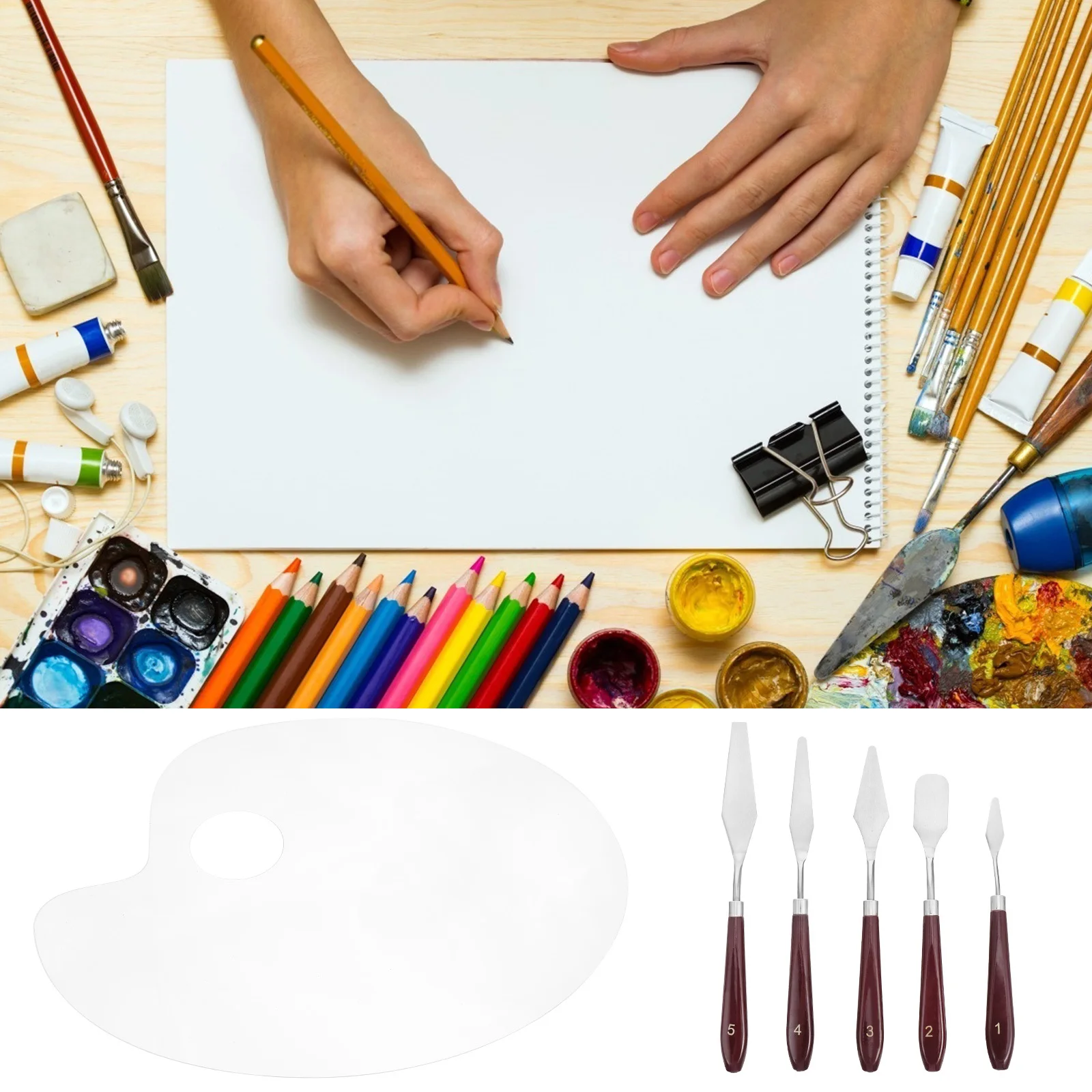 

1 set 1 Set Oval Acrylic Painting Tray Smooth Color Mixer Plate For Watercolor Art Supplies Pigment Mixing Diy Painting Tools